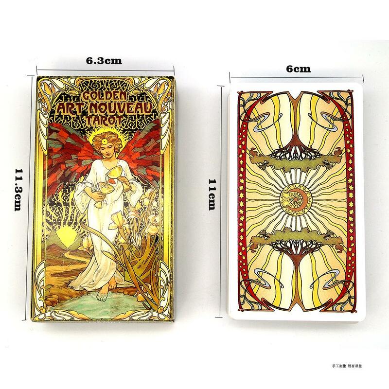 10.3*6Cm Gouden Art Nouveau Tarot Dek 78 Kaarten Met Reisgidskaarten Occulte Waarzeggerij Boeksets Voor Beginners Klassieke Art Nouve