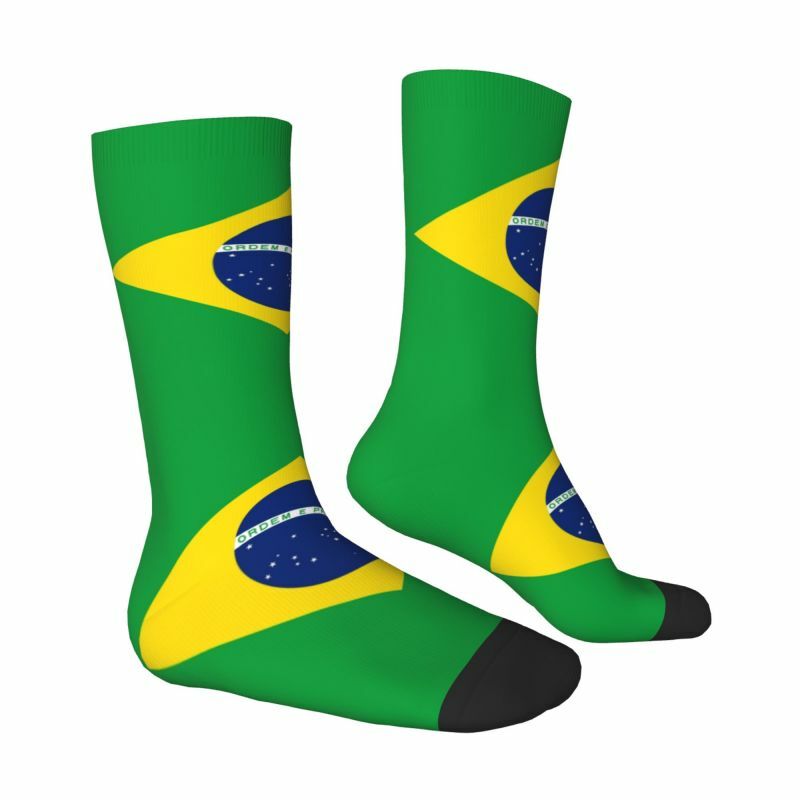 ถุงเท้ายาวลายธงบราซิลสำหรับผู้ชาย, ถุงเท้ายาวพิมพ์ลาย3D สุดเท่ใส่ได้ทั้งชายและหญิง
