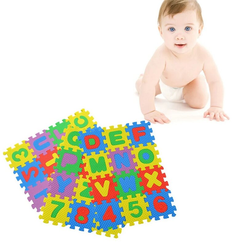 36Pcs/set 5*5cm Cartoon English Alphabet Pattern Baby Crawling Mat Puzzle Toys For Kid EVA Foam Yoga Letter Mats Learning Toy