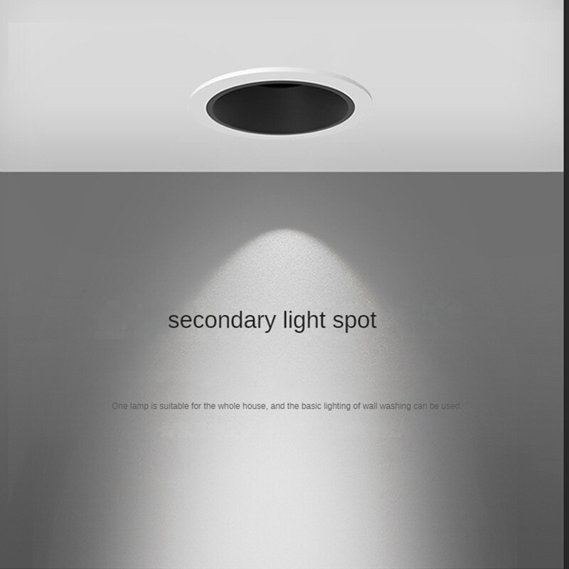 Antyodblaskowa lampka reflektorowa COB ściemnialna oprawa wpuszczana 7W aluminiowa jadalnia pistolet do oświetlenie sypialni biurowego czarny + biały 4000K