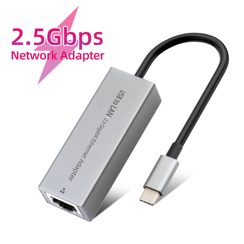 2500Mbps USB C 2.5G Bên Ngoài Mạng Loại-C Đến RJ45 Chuyển Đổi Ethernet Lan Adapter Hub cho MacBook iPad Pro