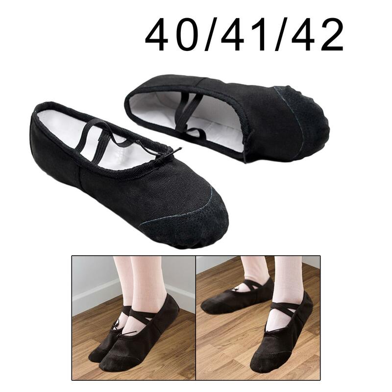 Zapatos de Ballet para adultos y hombres, calzado de baile profesional, suave, con banda elástica, de lona, color negro