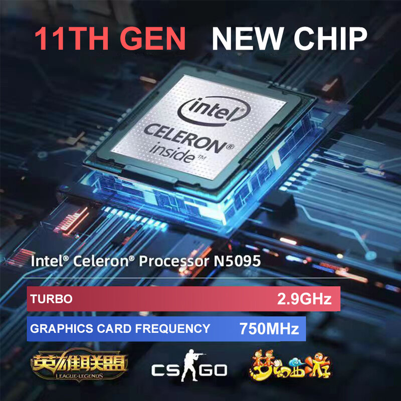 15.6-inch N5095 IPS Screen 16GB RAM  256GB 1TB  2TB SSD Intel Celeron Business Netbook Windows 10 11 Pro Cheap Gaming Laptop