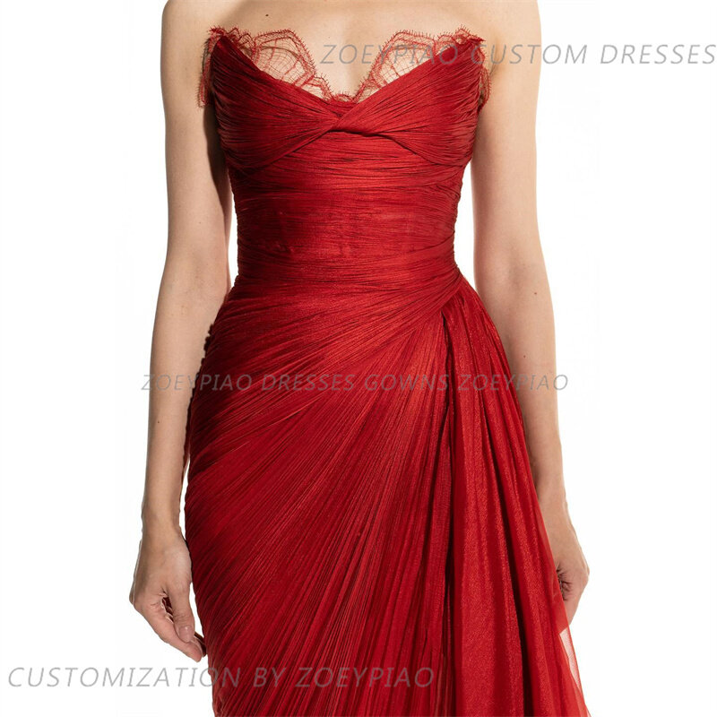 Gaun malam Formal lipit pantai sifon seksi merah gaun malam tanpa lengan untuk wanita 2024 gaun Formal pesta ulang tahun pernikahan Cocktail