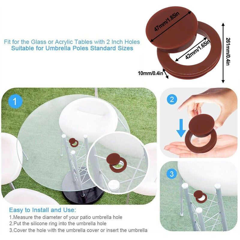 Set 2x Umbrella Hole Ring Plug Not Easy To Break Plastic Plug Cap Cover Silicone Umbrella Hole Cap For Outdoor