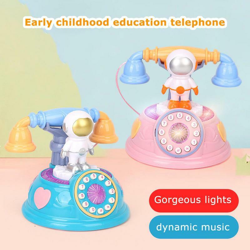 Telefon stacjonarny astronauta zabawka dla dzieci telefon stacjonarny przewodowa zabawka Retro telefon stacjonarny zabawka do sypialni w salonie