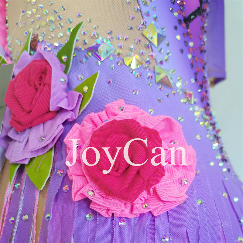JoyCan Rhthmic Gymnastics Leotards Girls Women Purple Spandex Elegant Dance Wear for Competitiion