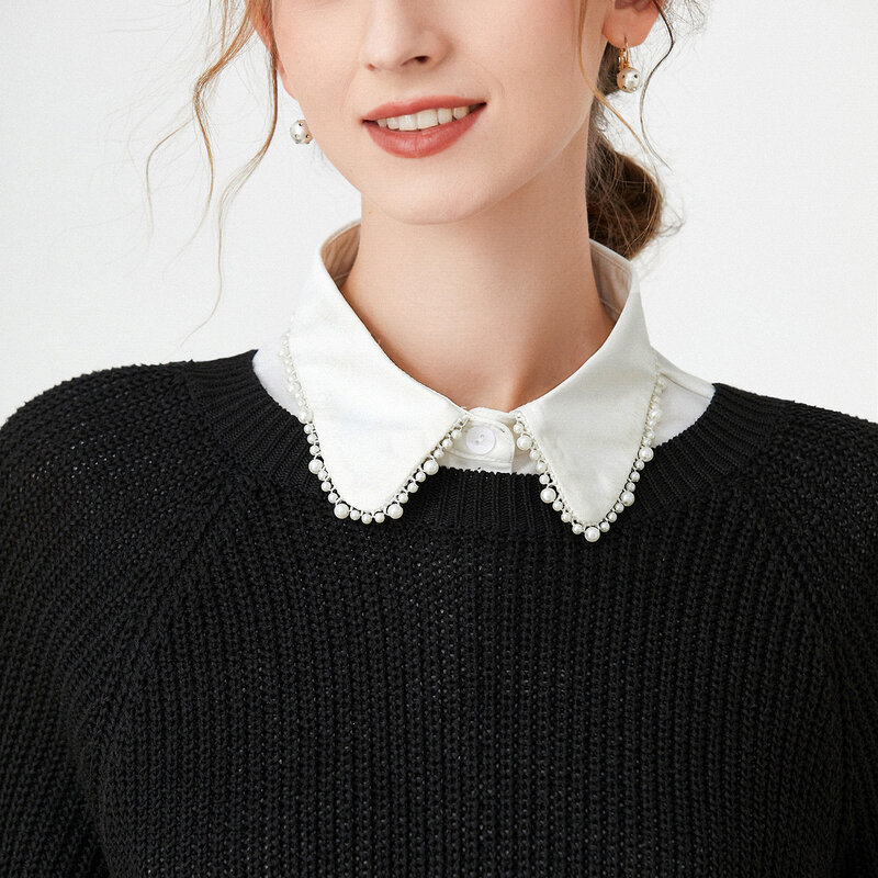 Mode Frauen Gefälschte Kragen Damen Bodenbildung Shirt Spitze Dekoration Falschen Kragen für Pullover Herbst und Winter Abnehmbare Kragen