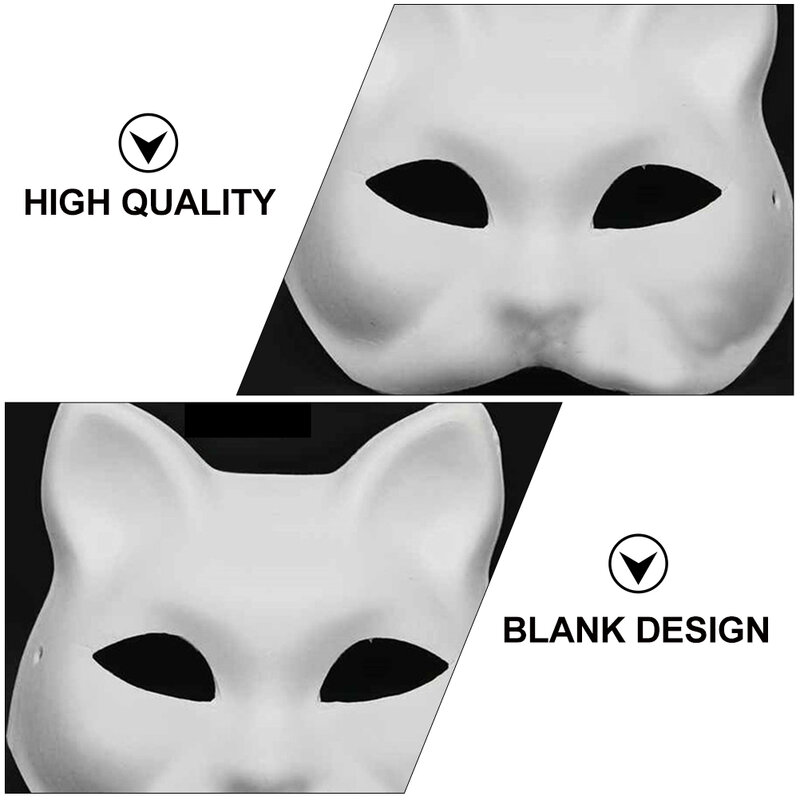 10Pcs DIY Painting Cosplay DIY Unpainted Masks White Venetian Paintable Cat White Face Paper Masks Paintable Paper