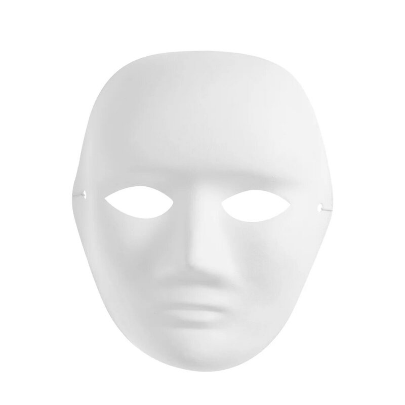 Máscara masculina de retrato facial completo, máscara branca em branco, pintura DIY, fantasia, pintura