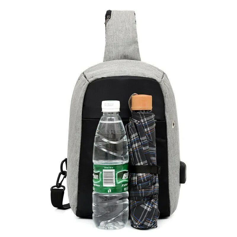 Сумка-слинг для мужчин и женщин, нагрудный рюкзак на плечо, с USB-портом для зарядки и отверстием для наушников