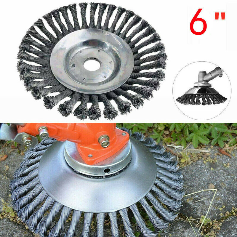 6/8 Inch Steel Wire Wheel Garden Weed Brush Lawn Mower 6/8 Inch Grass Trimmer Head Cutter Tools Dust Removal Weeding Plate