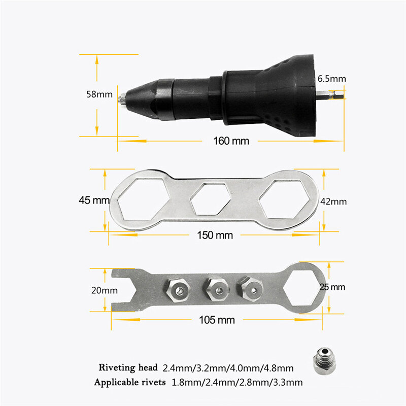 Electric Rivet Nut Gun Pull Drill Riveter Conversion Adapter For Cordless Riveter Nozzle Nut Tool Manual Nail Gun Riveting Tools