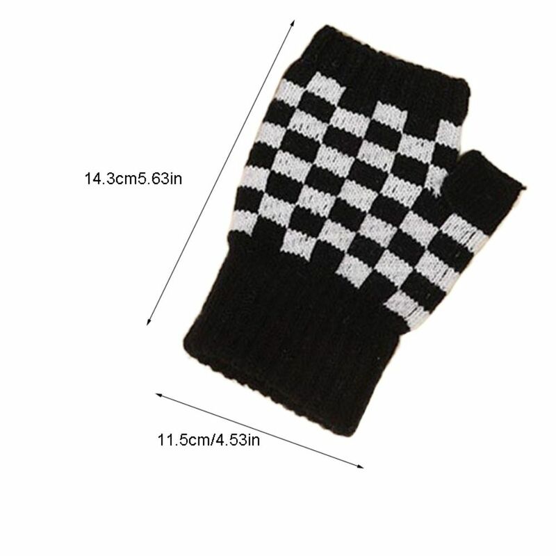 TouchScreen Chessboard Gloves Soft Windproof Wool Knitted Gloves Stretch Warm Chessboard Mittens Outdoor