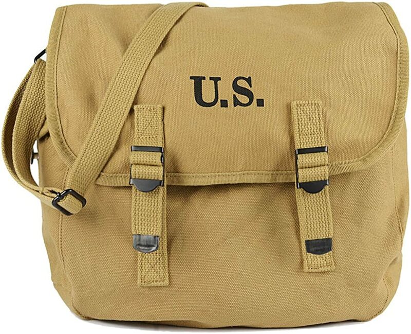 Sac à dos militaire en toile avec ceinture, Leader WW2 US m196, sac de musique, kaki