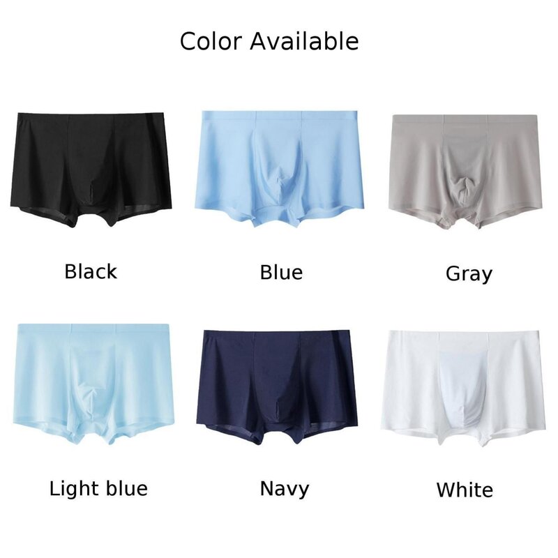 Mens Ice Silk Underwear Solid Simple Seamless Shorts Boxer Smooth Briefs Breathable Pouch Underpants Summer Casual Trunks