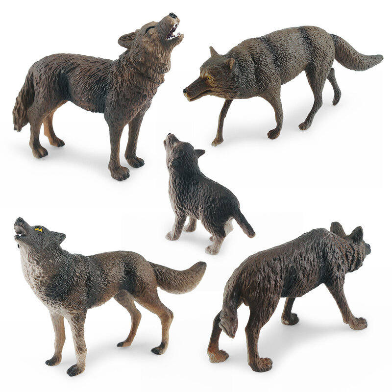 5pcs Wolf Toy Figurines Relistic Educational Toy for Kids Children Boys Girls