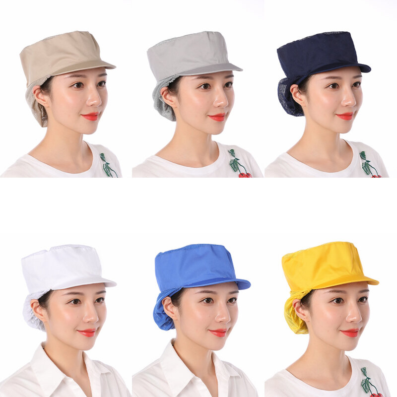 หมวกแก๊ปทำงานโรงงานกันฝุ่นหมวกทำงานระบายอากาศได้ดีดูดซับเหงื่อสำหรับทำอาหารร้านอาหารห้องครัวบริกร