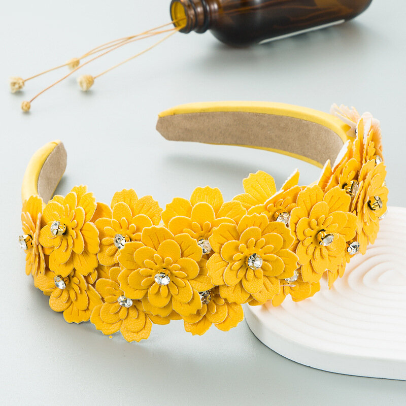 Bunte Blume Intarsien Zirkon Retro Stirnband für Frauen Koreanische Mode Trend Blume Stirnband Kopfschmuck für Mädchen Haar Zubehör
