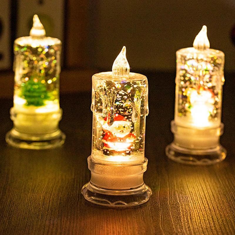 Candele elettriche lampada flusso d'acqua notturno candela natalizia lanterna con Spinner ad acqua decorazioni per candele elettriche natalizie appese Festive