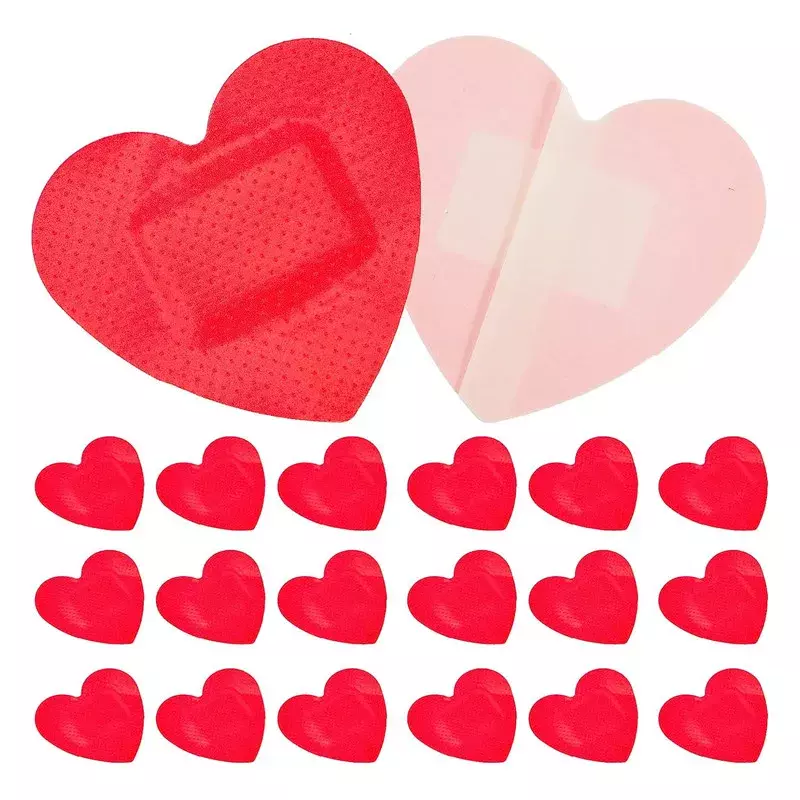 Band Aid coração vermelho para crianças, impermeável respirável ferida emplastros, remendo de pele em forma de coração, corpo concerto adesivos para crianças, 20 pçs/set