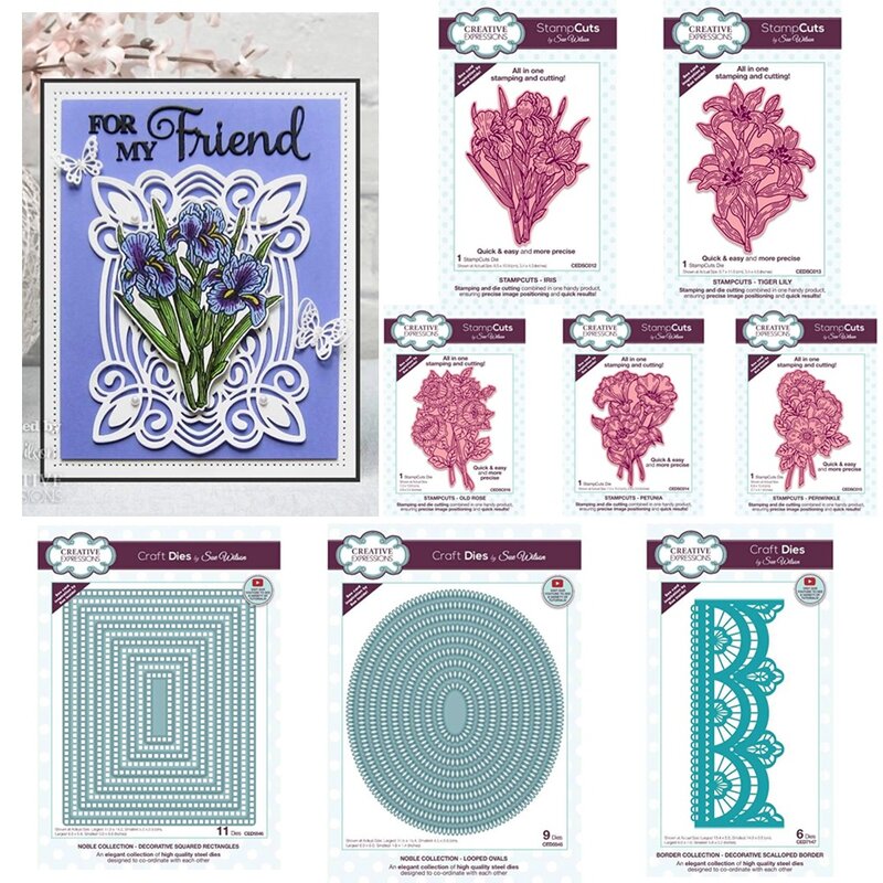 Handsome Flower Collection Cutting Die Scrapbook Diary Decoration Embossing Template DIY Greeting Card Handmade 2024