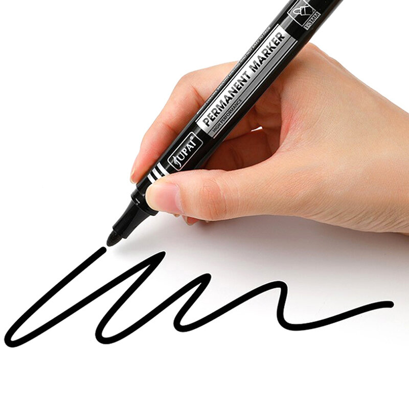 Waterproof Permanent Dual Tip Marker Pen, Art Marker Canetas, Preto, Azul, Vermelho, Escola, Escritório, Papelaria, Nib 2.8mm