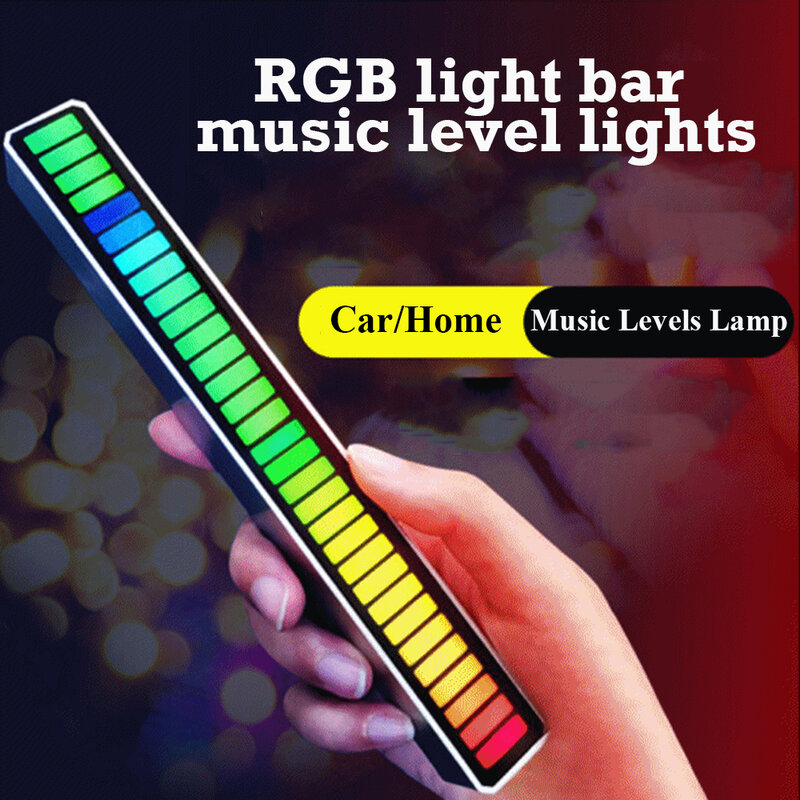 Rgb ativado música ritmo lâmpada barra de controle de som led ambiente usb luzes usb recarregável colorido luz ambiente