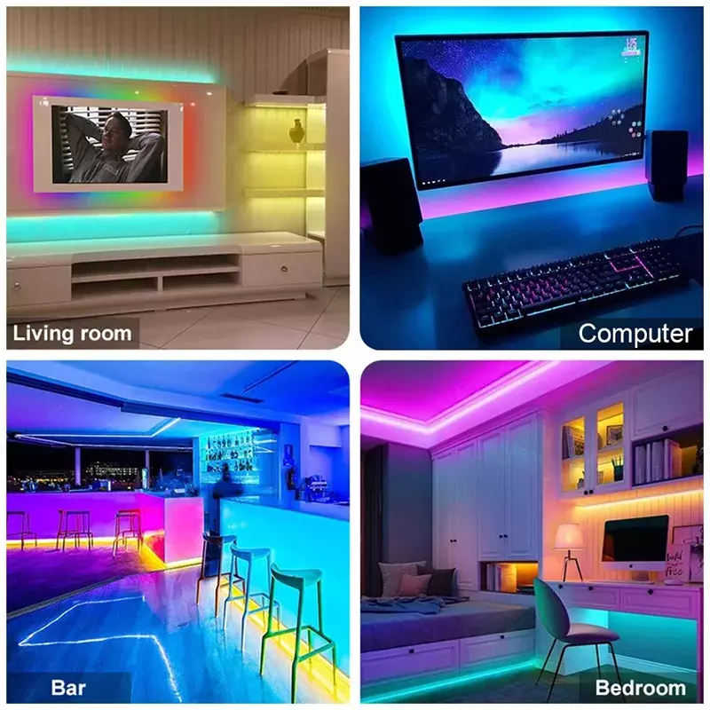 Bande Lumineuse LED RGB 5050, USB, Wifi, Bluetooth, Télécommande, Ruban Flexible, Diode, Rétro-Éclairage TV, Décoration de Chambre