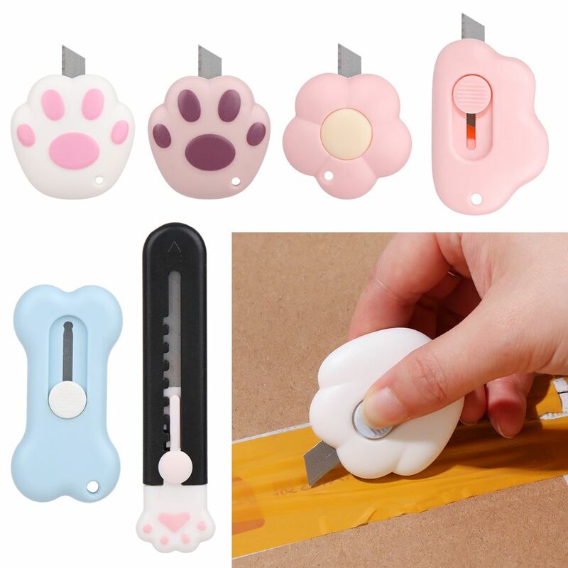 Mini Utility Knife Cute Box Cutter Retractable Letter Opener Portable Carton Opener Paper Cutting Tool School Office Supplies