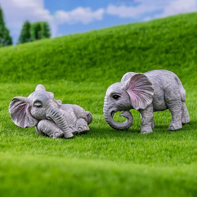 Kreskówka Mini figurki słonia zabawka z żywicy wielokolorowe bibeloty na pulpicie bajki ozdoba samochodu miniaturowy słoń