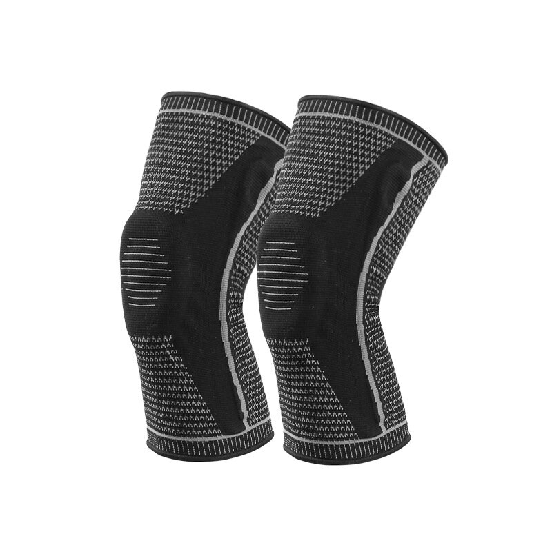 1pair =2pcs Silicone Knitted Knee Pad Spring Protecting Patella Joint Knee Sleeve Basketball Running Weightlifting Knee Brace