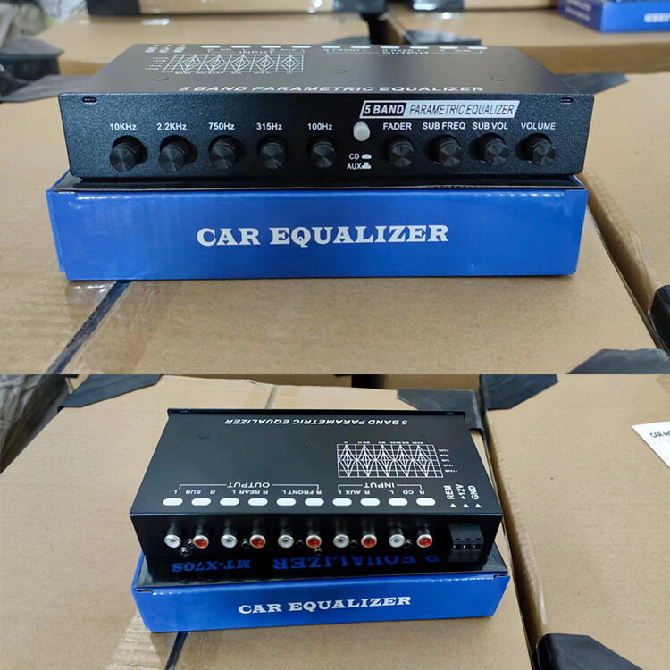 Carro Equalizador 5-Stage Amplificador, Áudio EQ, Tuned, Frequency Divisor