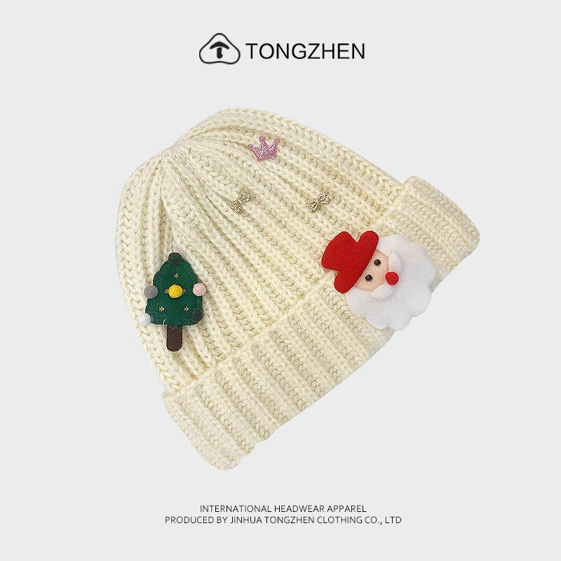 Cappello di lana lavorato a maglia per adulti di natale invernale cappelli Pullover con cappello freddo da uomo e da donna di babbo natale