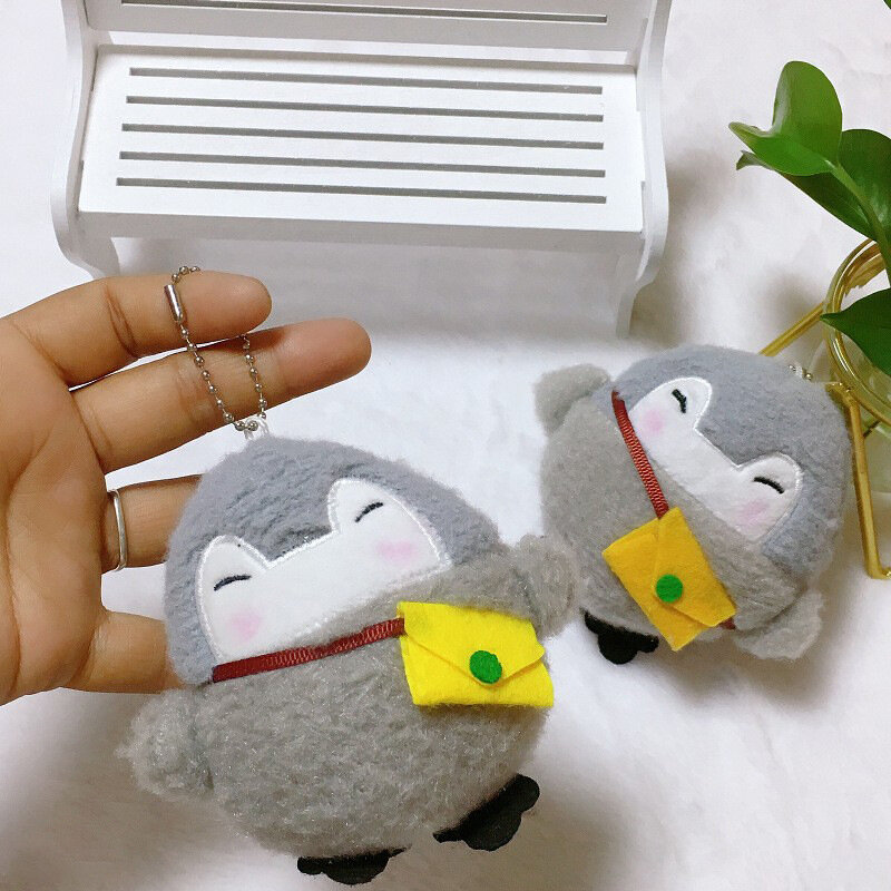 Llaveros de dibujos animados de animales de peluche para niños, llaveros colgantes de 10cm con diseño de pingüino pequeño, mochila