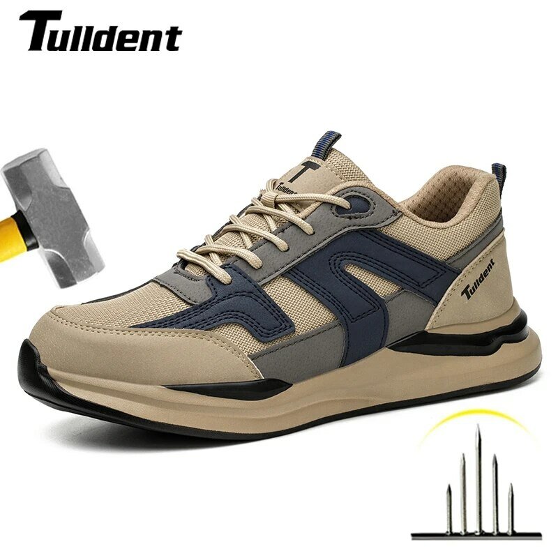 Zapatillas de trabajo con punta de acero para hombre, zapatos de seguridad a prueba de perforaciones, botas indestructibles, calzado de seguridad ligero