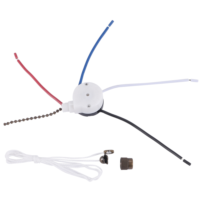 Teto Fan Switch Kit com corda, 3 velocidade, 4 fios, controle de velocidade do zíper, ZE-208S, puxar o fio