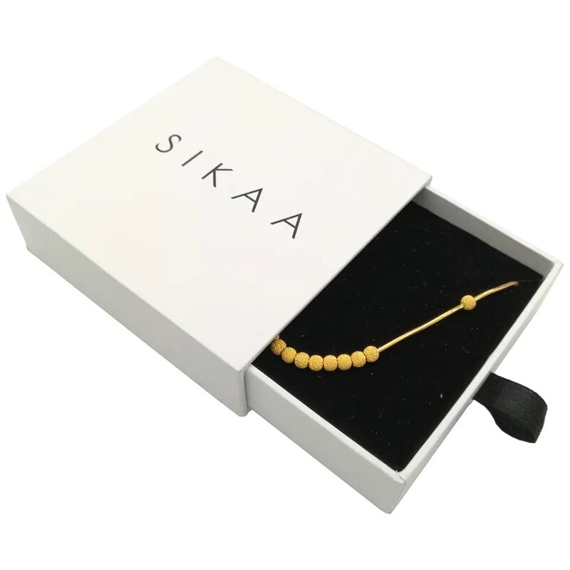 Caja de cartón con logotipo personalizado para joyería, embalaje de lujo para pulseras, pendientes, collares y anillos
