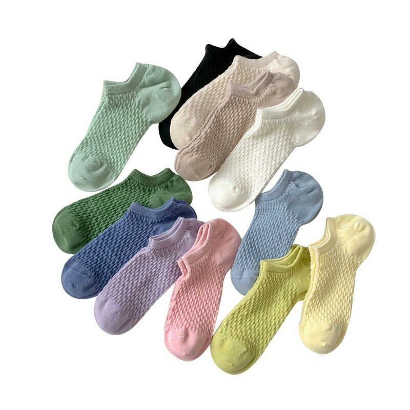 Women Cotton Socks Spring Summer Simple Solid Color Fashion Sweet Shallow Mouth Invisible Comfortable Ankle Socks Woman C105