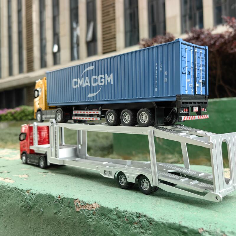 1:50 литая модель большого грузовика из сплава, модель автомобиля, имитация контейнера, игрушка со звуком и фотографией, модель транспортного средства, детские подарки