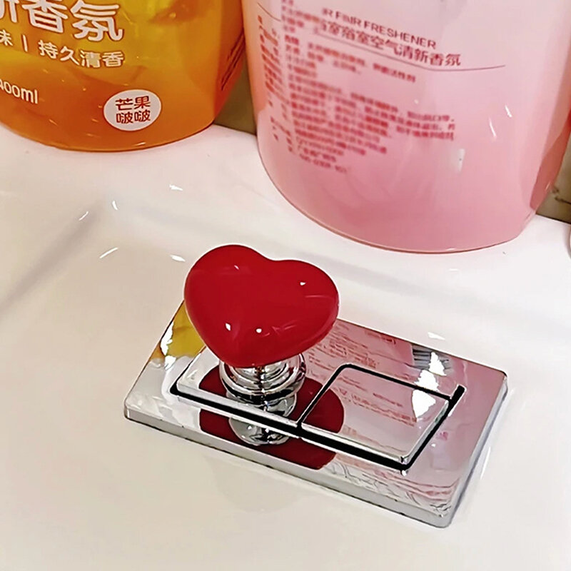 Heart Shape Toilet Presser Love Toilet Press Button Bathroom Water Tank Buttons Push Switch Bathing Room Decor Nail Protector