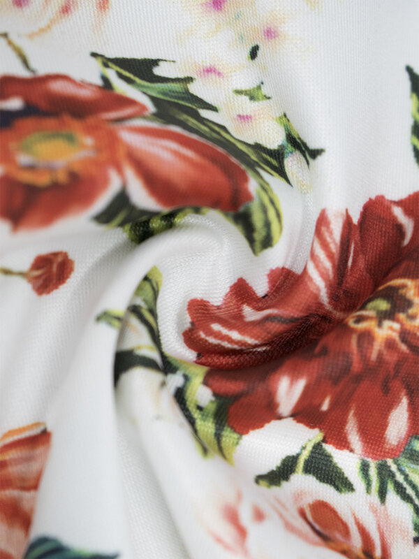 Damskie legginsy Capri w dużych rozmiarach Retro kwiatowy wzór Wygodne, rozciągliwe spodnie z dzianiny średniej długości Modne i swobodne