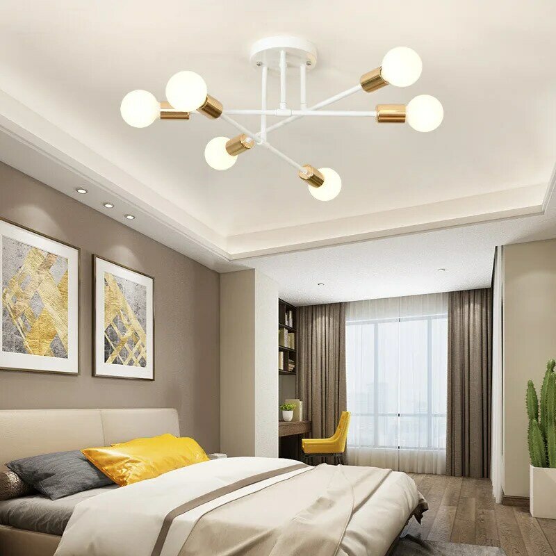 Nordic Modern Creative Ceiling Lamps Iron Art Warmth Golden Bedroom Restaurant Study Chandeliers LED Indoor Lighting Fixtures