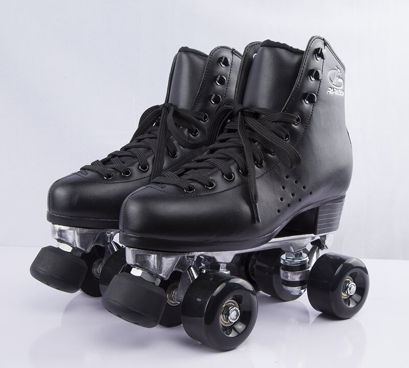 Colorful Genuine leather PU wheels durable quad roller skates professional for rental rink