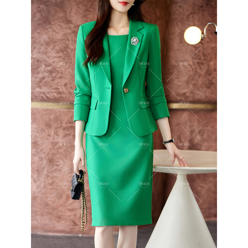 Conjunto Formal de dos piezas para mujer, traje de falda de oficina de alta calidad, Blazer negro, Morado, verde, ropa de trabajo de negocios, Otoño e Invierno