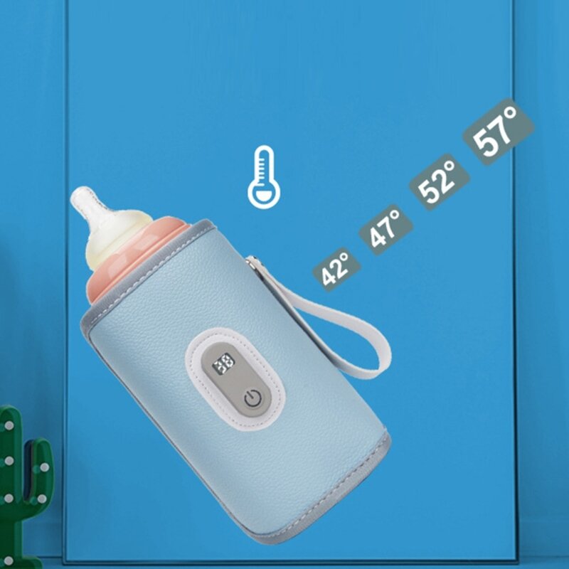K5DD USB-flessenverwarmer Geïsoleerde melkflessenwarmer Hoes met 5 versnellingen Verstelbaar