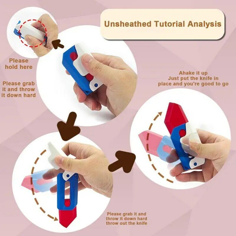 Mainan pisau wortel dapat ditarik 3D cetakan pemotong gravitasi mainan sensorik pembasmi kemarahan portabel untuk luar ruangan perjalanan kereta bawah tanah bekerja