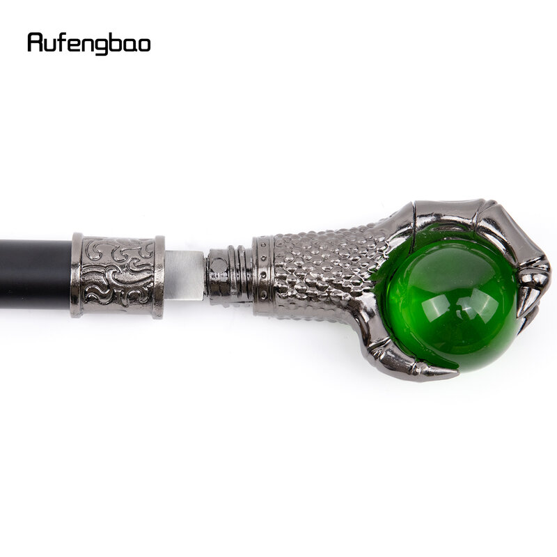 Garra de dragão Cosplay Crosier Stick, bola de vidro verde, bengala prateada com prato escondido, bengala de moda autodefesa, 93cm
