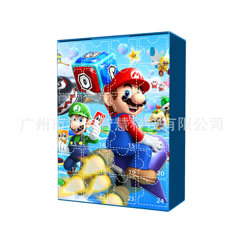 Super Mario calendário do advento do Natal, figura anime dos desenhos animados, brinquedos surpresa do advento para crianças, presente, 2024