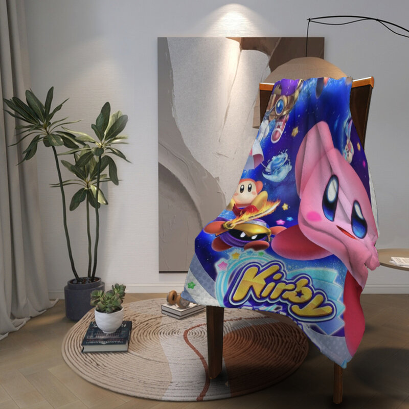 K-Kirby 가족 거실 푹신한 양털 던지기 캠핑 담요, 어린이용 소파 던지기 얇은 담요, 현대 패션 만화 선물